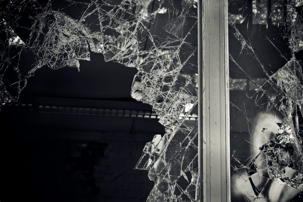 Broken window in Queensbury
